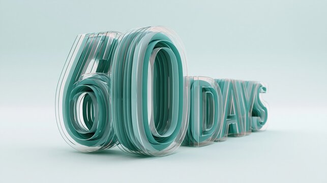 Text consists of 60 DAYS displayed in thin translucent layers on a pale background, representing measurable progress and planning.