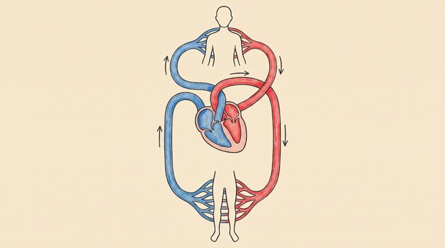 Human Circulatory System Showing Pulmonary and Systemic Blood Circulation