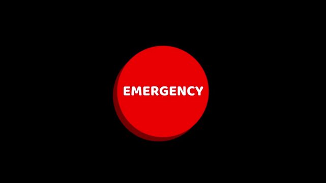 Red emergency button animation with transparent background for crisis management and safety control projects