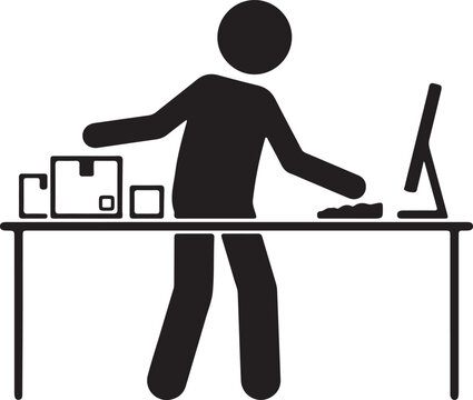 Person working at desk with parcels and computer monitor computer shipping logistics business