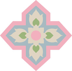 Pink pastel traditional Thai floral motif on transparent background © mooksiripa