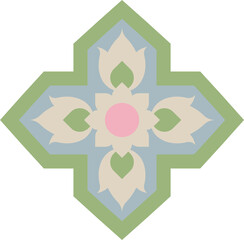 Green pastel traditional Thai floral motif on transparent background © mooksiripa