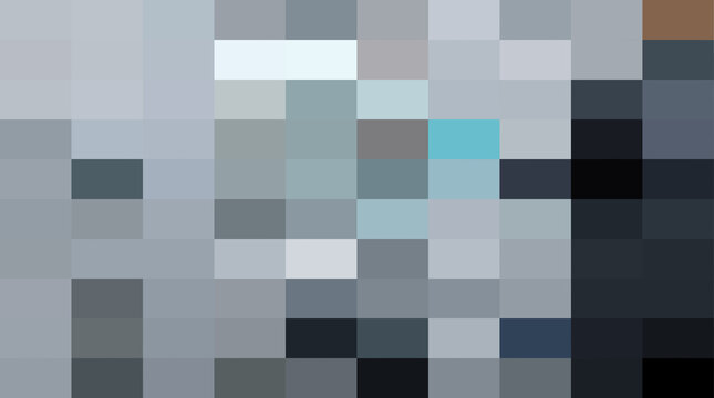 Pixelated abstract background, with a grid, of gray, white, blue, and black, square blocks in, a mosaic pattern