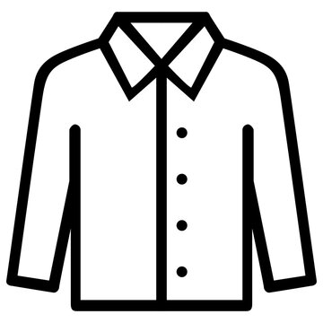 Long Sleeve Shirt Line Art Icon Vector Minimalist Outline PNG Transparant Image