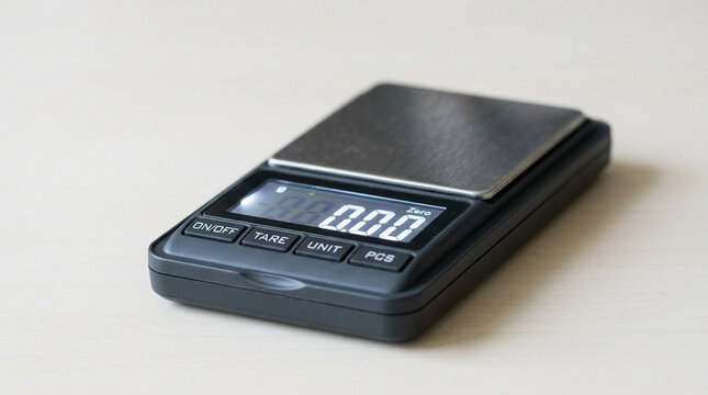 Compact Digital Pocket Scale on Neutral Surface