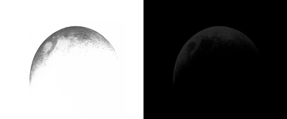 Minimalist crescent moon illustration set, black and white lunar phase icons, celestial astronomical sphere graphic for night sky design © Smart Studio