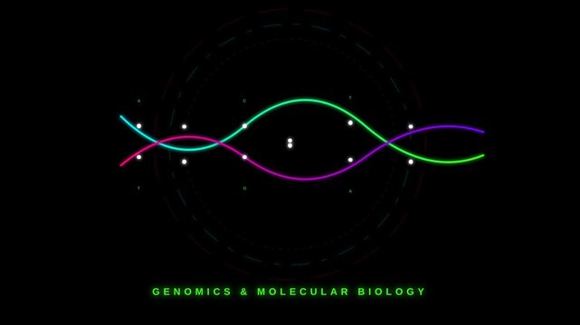 Abstract Glowing DNA Strand Animation Representing Genomics and Molecular Biology Research Science