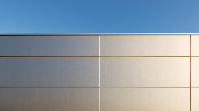 Modern Architectural Metal Cladding Facade Under Clear Sky