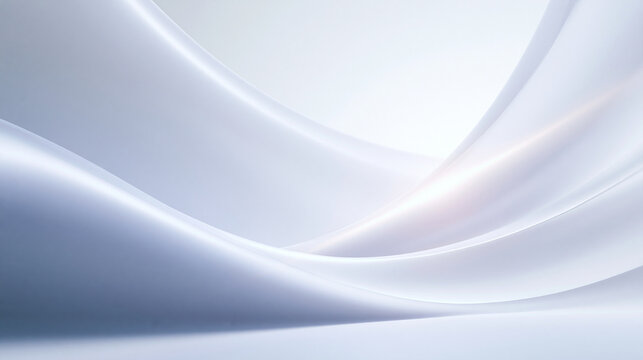 Abstract White Wave Background with Smooth Flowing Curves