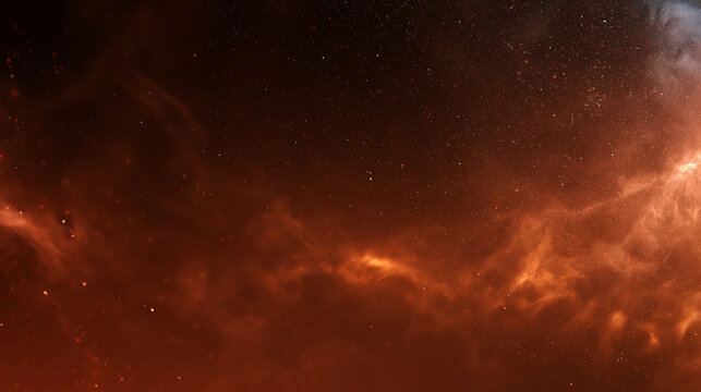Deep Space Cosmic Nebula with Glowing Orange Stardust