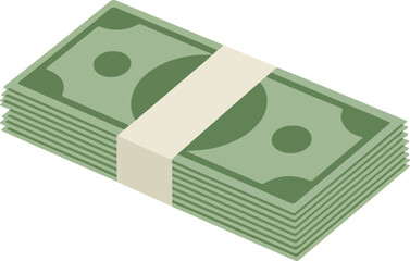 Fototapeta premium Stack of paper money banknotes tied with a white paper band isolated illustration