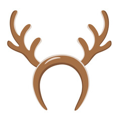 Brown reindeer antlers headband isolated on white background Cute Xmas deer horn headband clip art for Christmas photo booth props and party costume design © JameArtStudio 