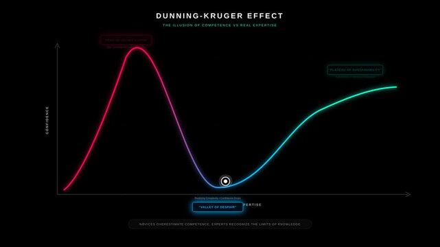 Dunning Kruger Effect Infographic Chart Showing Confidence Versus Competence Over Time Analysis