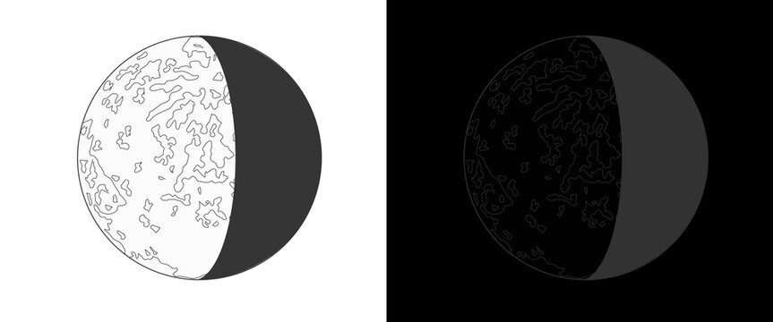 Minimalist moon phase illustration set, black and white lunar cycle icons, celestial waxing gibbous moon vector graphics for astronomy design
