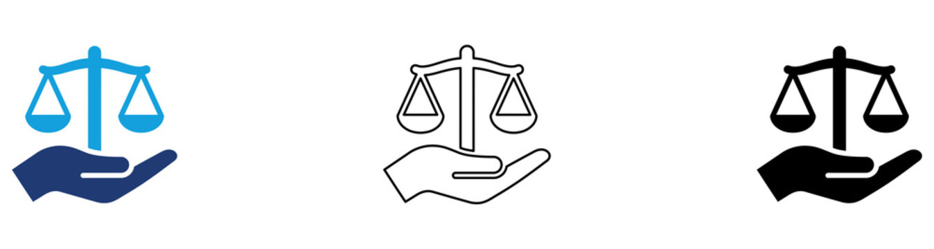 Multicolor Legal Support Icon Set with Filled and Outline Styles for Justice Services Law Protection Legal Assistance Court Representation and Judicial Guidance Isolated on Transparent Background