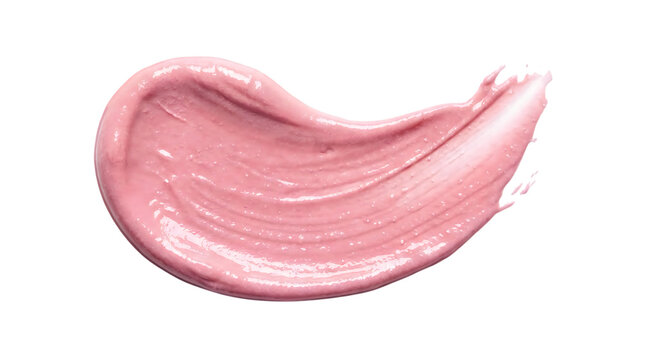 Pink lipstick smudge, creamy cosmetic product swatch, rose makeup texture sample for beauty advertising isolated PNG with Transparent Background