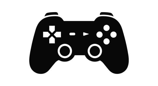 A black game controller silhouette against a white background a modern gaming design silhouette