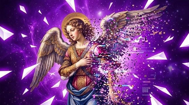 Classical Angel Disintegrating into Digital Glitch Pixels