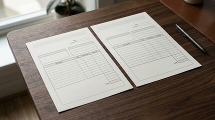 Obraz premium Two Insurance Premium Invoices Laid Side by Side – Insurance Policy Comparison Concept