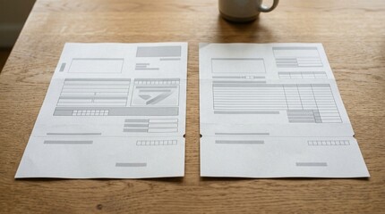 Obraz premium Two Insurance Renewal Notices Laid Side by Side – Insurance Policy Comparison Concept