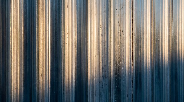 Corrugated Metal Texture with Sunlight Reflection on Surface
