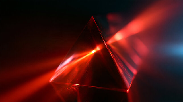 Red Laser Beam Refracting Through Glass Prism