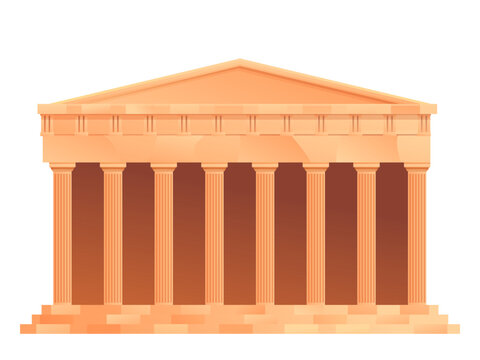Cartoon vector illustration of the Parthenon, the ancient Greek temple on the Acropolis of Athens, Greece, and one of the world's most recognizable historical landmarks.