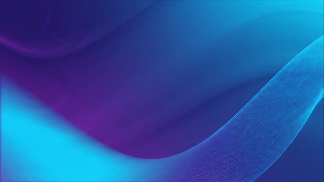 Abstract Blue Purple Wave Background with Flowing Gradient Curves, Luminous Cyan Light, Smooth Futuristic Motion, Calm Digital Design, Creative Presentation, Spacious Copy Area