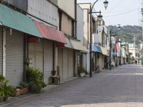 Quiet Shuttered Shopping Street in Rural Japan