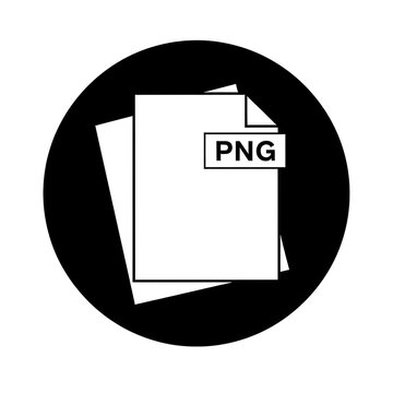 Document icon with PNG file format label in circular button on white