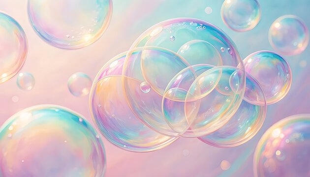 Iridescent Bubble Playfulness Against Pastel Background