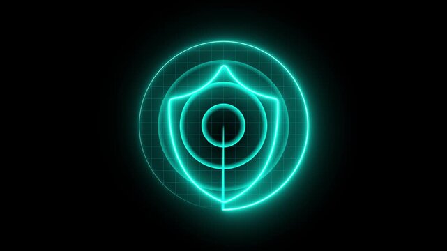 Glowing syan shield icon over a digital world map visualizing global cybersecurity and protection.