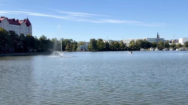 Tokoinranta, Waterfront Park View Across a Bay With a Fountain