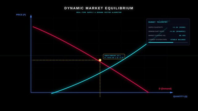 Digital Dynamic Market Equilibrium Infographic Animation Representing Supply and Demand Analytics