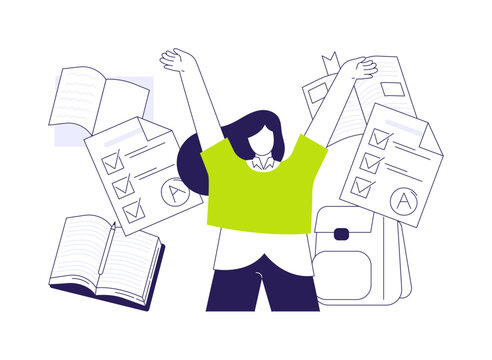 All exams passed isolated cartoon vector illustrations.