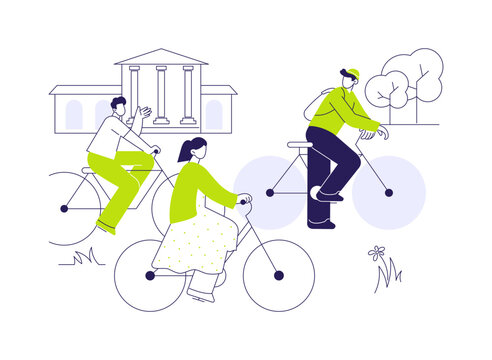 Biking isolated cartoon vector illustrations.