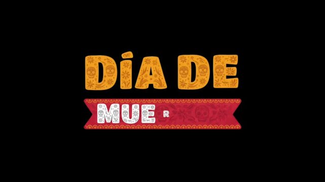 Animated Dia de Muertos Typography with Decorative Calavera Lettering and Festive Mexican Ornaments for Holiday Introductions
