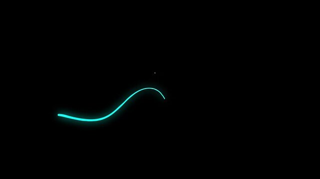 Abstract sun doodle animation glowing blue on black background loop motion graphic video clip with wave and circle shape.