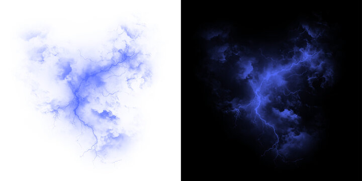 Png of abstract blue lightning storm clouds with electric discharge effect isolated on transparent background