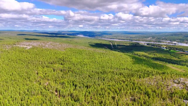 Tornio River Valley Drone Footage, Swedish Finnish Border