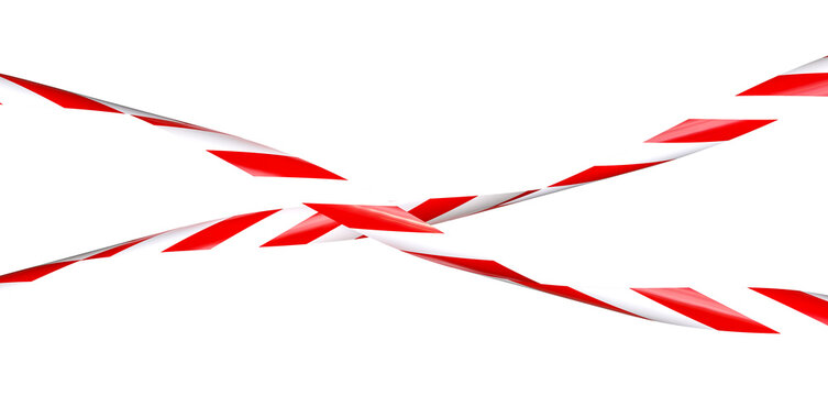 Red and white striped caution tape 3d