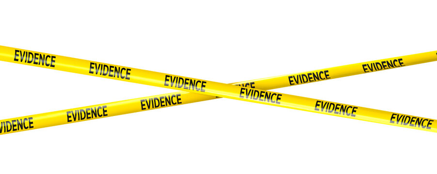 Yellow evidence tape creating crime scene barrier 3d
