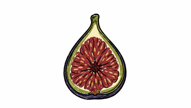 Fresh ripe fig fruit botanical illustration.