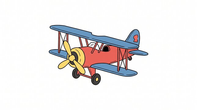 Cute classic double wing aircraft vector art with propeller for children nursery design.