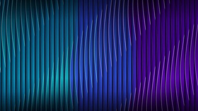 Vertical lines ripple and shift across a gradient purple and teal background