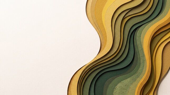 Abstract Paper Cut Background with Wavy Layered Shapes