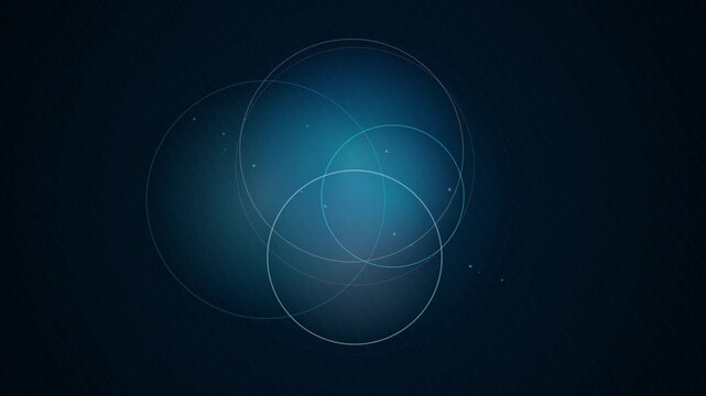 Overlapping circles transition and fade against a dark blue background