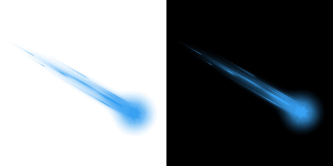 Png of blue light effect with motion trail and glowing star, dynamic energy beam isolated on transparent background © BasharCreates
