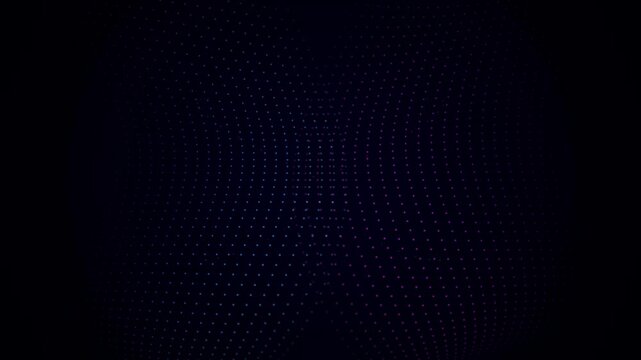 Blue and purple particle wave undulates across a black background