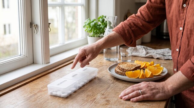 Prepared weekly doses during a healthy kitchen routine